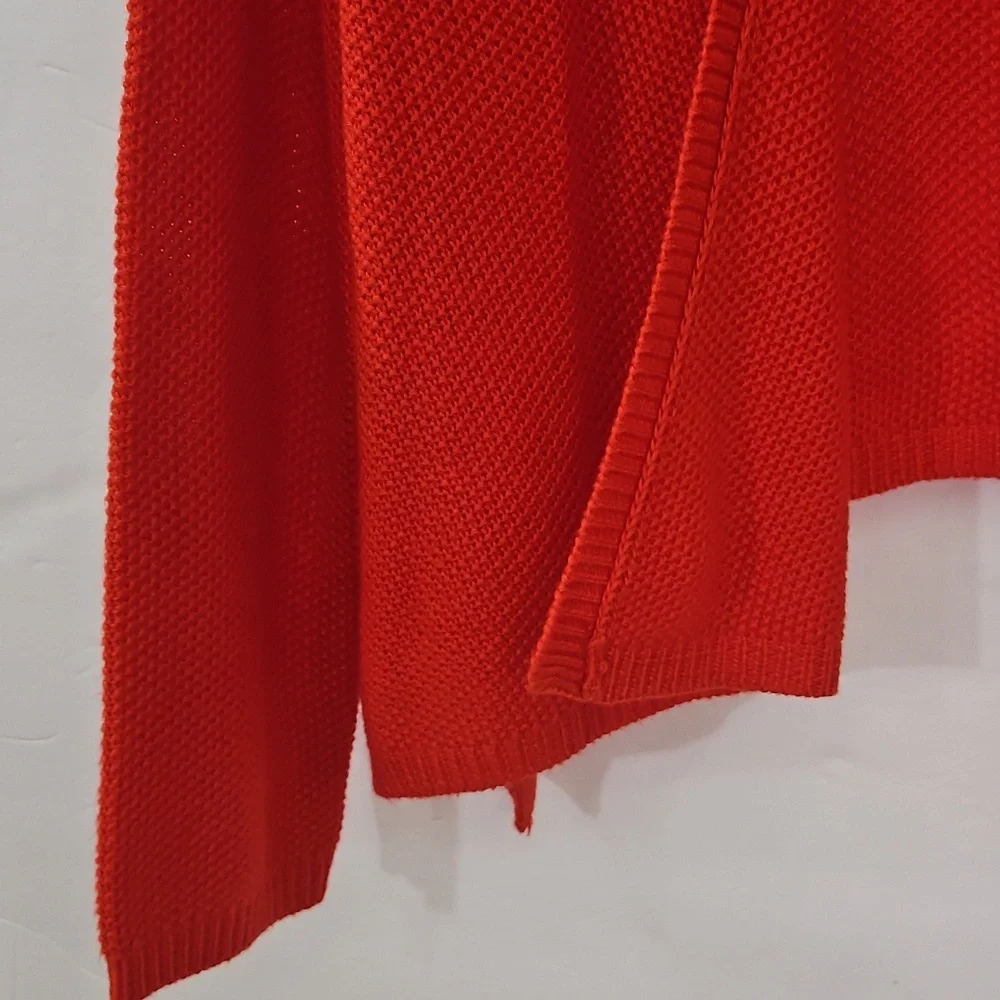 H&M Red Basket Weave Open Cardigan Womens Sz Med